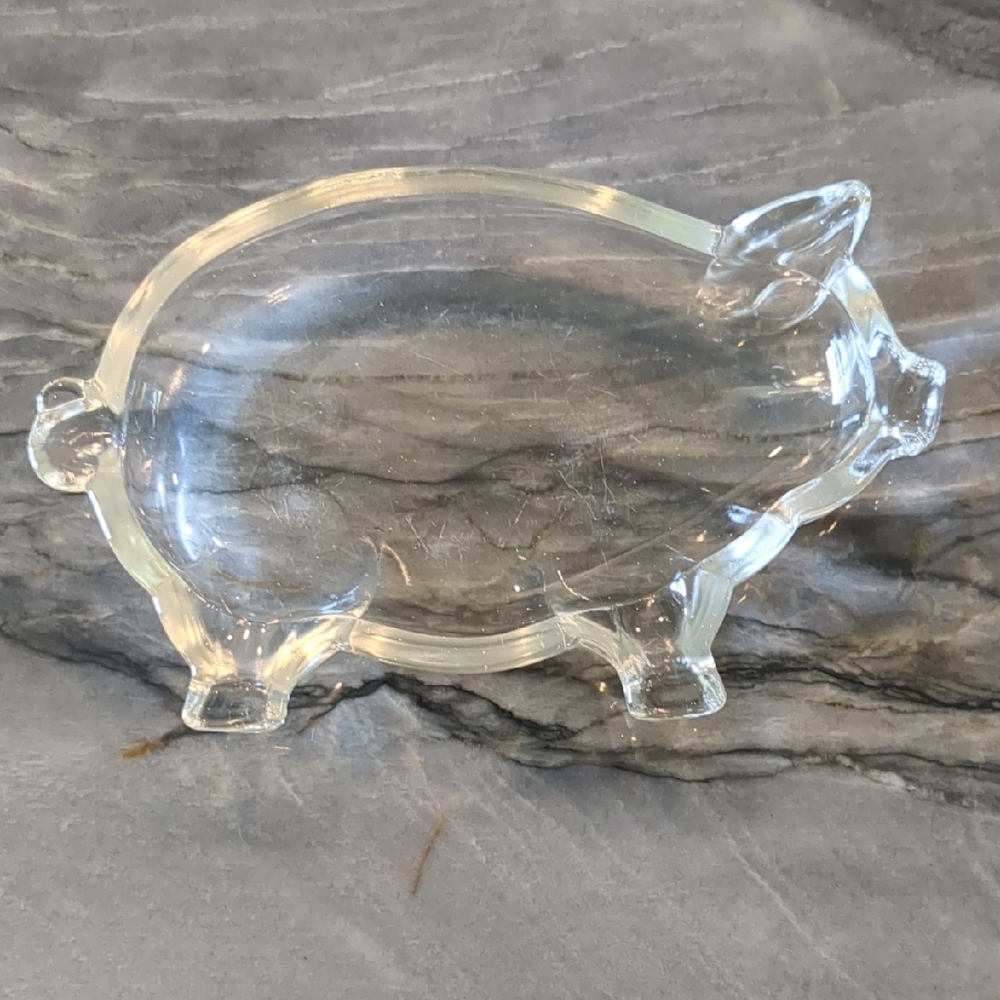 Clear Glass Pig Figurine